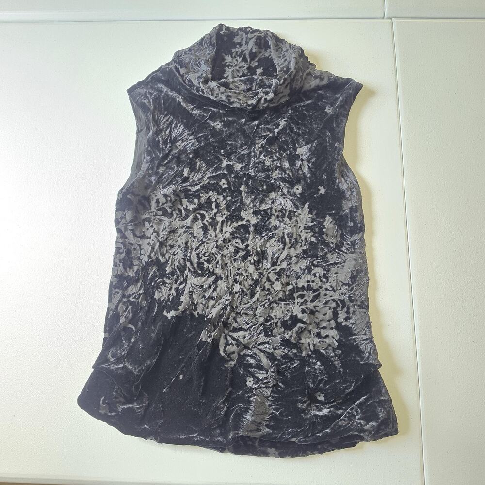 Lida Baday Tank Top Women 8 Black Velvet Cowl Neck Sleeveless Evening Whimsigoth
